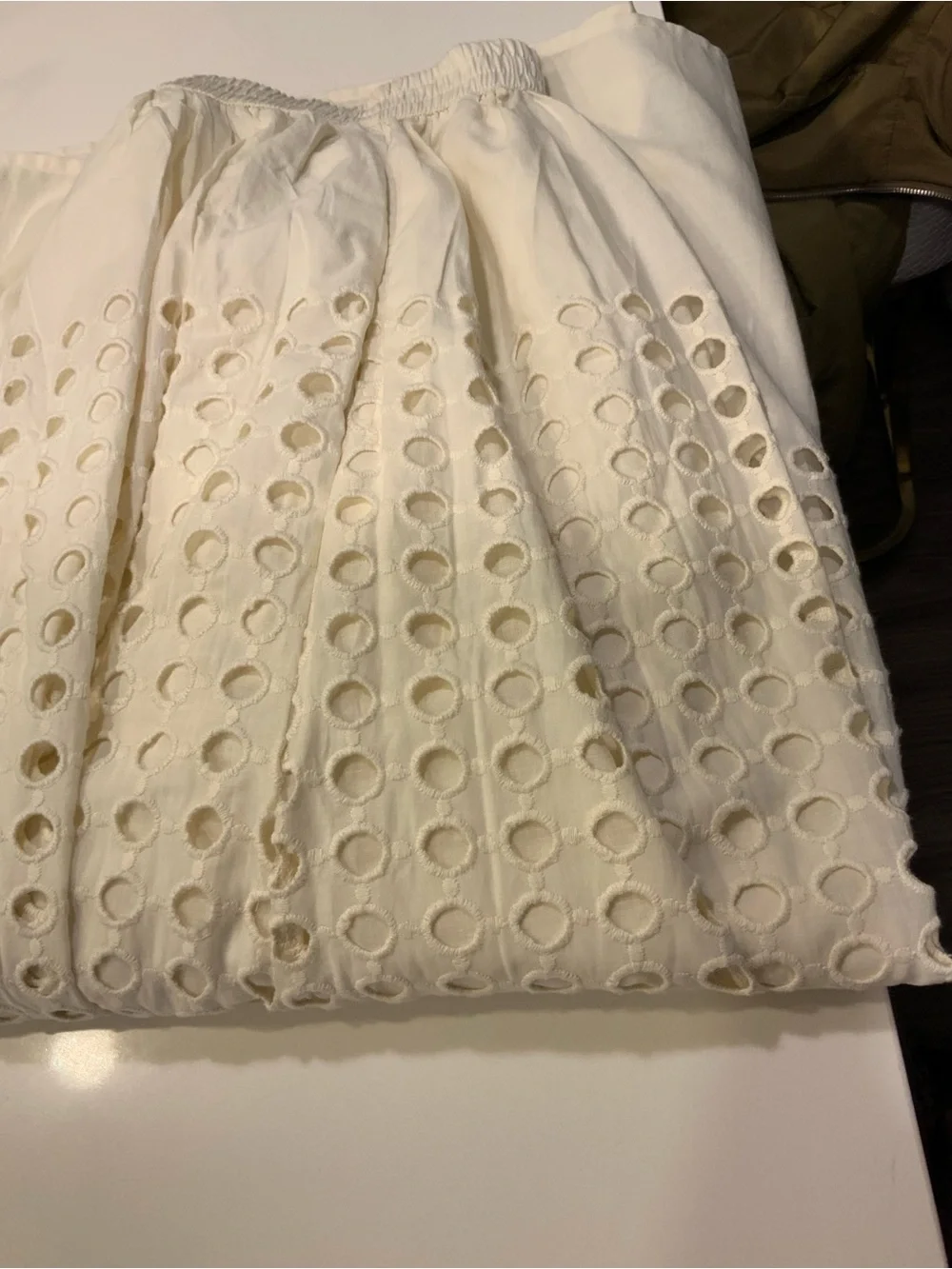 Jennifer n Grace Cream Eyelet Maxi Skirt with Elastic Waist